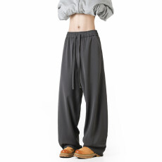 批发美式2025新款休闲裤男<b class='q'>夏</b>季速干潮牌垂感直筒拖地裤宽松运动长裤子