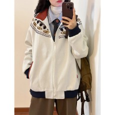 批发【原本面料小香风刺绣】秋季拼接民族风刺绣翻领拉链<b class='q'>夹克</b>外套<b class='q'>男</b>女