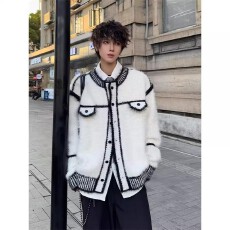批发【 超强毛感 5公分水貂绒】小香风开衫毛衣男女同款款秋冬慵懒风
