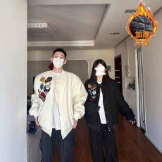 批发【龙凤尼面料 加棉】男女夹克桌球加棉情侣宽松棒球服百搭感外套