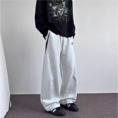 批发春秋季新款运动休闲青少年男生初高中学生阔腿直筒长裤子宽松卫裤