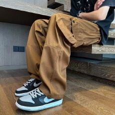 批发美式复古cleanfit宽松直筒休闲裤男女款百搭高级感工装阔腿长裤