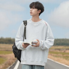 批发青少年重磅卫衣<b class='q'>男</b>春季美式潮牌2025新款长袖上衣百搭刺绣<b class='q'>体恤</b>外套