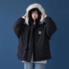 批发羽绒服男女同款冬装女士保暖短款立领纯色情侣外套亲子上衣潮