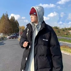 批发时尚潮牌炸街连帽羽绒棉服2025冬季新款韩版宽松加厚棒球面包服