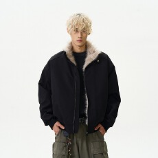 批发【座山雕棉衣小牛津复合防泼水夹棉拼毛】<b class='q'>男</b>女百搭基础夹克棉服