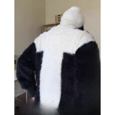 批发【重磅长毛5公分水貂毛】连帽毛衣外套<b class='q'>男</b>女情侣装秋冬宽松针织衫