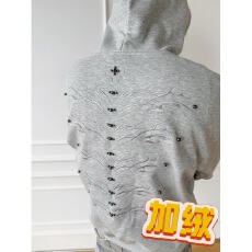 华棉复合加绒钉珠工艺+刺绣常规加绒加厚刺绣连帽卫衣男女