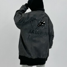 批发【原版质量可对比】蜘蛛刺绣pu皮夹克男女款拉链休闲宽<b class='q'>棒球</b><b class='q'>服外套</b>