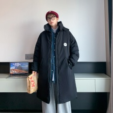 情侣装中长款棉衣男女生冬季宽松东大门加厚连帽过膝羽绒棉服外套