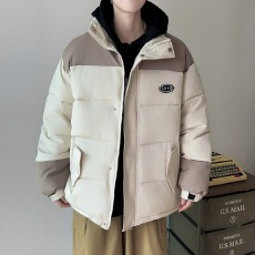 美式复古撞色2025冬季新款宽松学生男女同款面包服棉袄外套潮