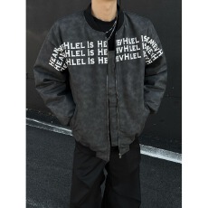 批发【夹棉加厚】立领夹克外套男女秋冬季节潮牌字母印花棉服棒球服