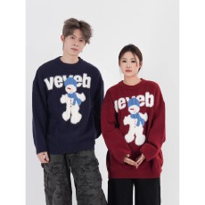 批发2025简约圆领毛衣<b class='q'>男</b>女款时尚休闲宽松百搭潮牌雪人圆领毛衣上<b class='q'>衣服</b>