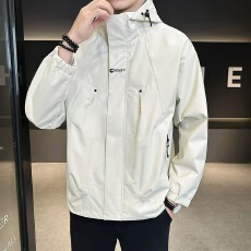 批发连帽冲锋衣男士春秋款宽松<b class='q'>潮</b>牌美式休闲上衣秋季工装夹克外套男款