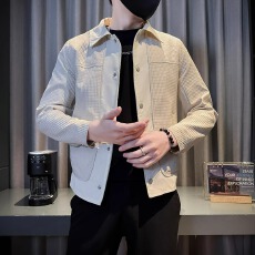 批发男士外套<b class='q'>新款</b>2025爆款潮牌休闲翻领拼接<b class='q'>夹克</b>男装休闲春装短款上衣