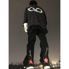 批发美式高街vibe牛仔裤男春秋新款<b class='q'>修身</b>设计感男生裤子痞帅阔腿直筒裤