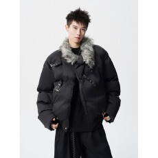 批发【原版毛领皮扣棉服】毛领加厚棉衣男<b class='q'>潮</b>牌高级感情侣保暖百搭棉服