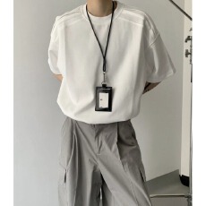 批发【纯色短袖t恤索罗娜】<b class='q'>夏</b>季新款五分袖空气层短袖男拼接纯色T恤