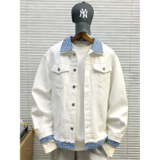 批发春秋美式复古拼接假两件牛仔外套男女cleanfi设计感宽松情侣夹克