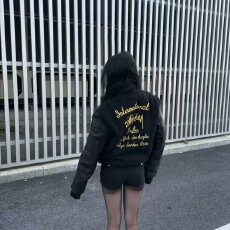 批发春秋季<b class='q'>夹克</b>男女款外套子龙凤呢拼皮新款大码百搭上衣<b class='q'>休闲</b>宽松潮流