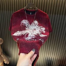 批发【原版扎染面料】新年短袖曼陀罗<b class='q'>花朵</b>男款亮闪破洞爆款半袖<b class='q'>T</b><b class='q'>恤</b>