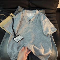 批发港味复古休闲短袖冰凉感白衬衫女生学院风polo衬衣设计感白色夏季