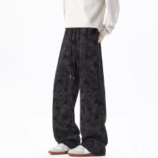 华棉复合星星弯刀卫裤男款秋季潮牌扎染垂感裤新款直筒休闲裤