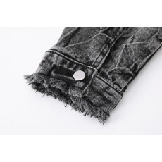 批发美式复古水洗高街牛仔外套男装设计感cleanfit短款垫肩牛仔衫夹克