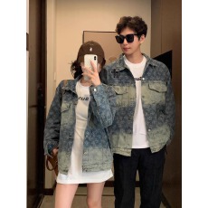 批发复古做旧男款春秋季水洗夹克十字架烫钻宽松提花牛仔外套男女款潮