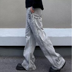 美式cleanfit弯刀工装裤男潮牌休闲百搭牛仔裤高街宽松长裤复古潮