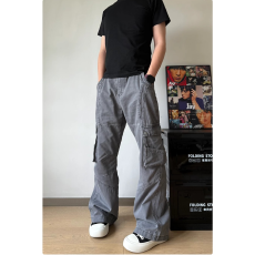 批发美式vibe风复古多口袋解构工装牛仔裤男女高街微喇显瘦休闲长<b class='q'>裤子</b>