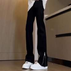 批发黑色微喇<b class='q'>牛仔裤</b>秋季新款小个子不贴腿低腰弹力修身显瘦喇叭裤子