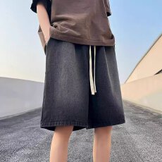 批发牛仔短裤<b class='q'>男</b>夏季美式高街宽松直筒五分裤2026新款<b class='q'>男</b>生休闲百搭裤子