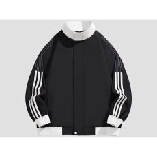 痞帅立领外套男春秋季套装百搭美式拼接夹克高街青少年穿搭棒球服