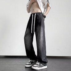 批发春秋新款<b class='q'>牛仔裤</b>男夏季薄款直筒宽松阔腿浅色休闲长裤子<b class='q'>男生</b>