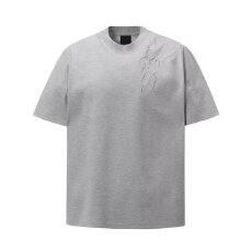 批发<b class='q'>夏季</b>刺绣灰色短袖t恤男女cleanfit美式高街重磅情侣修身正肩上衣