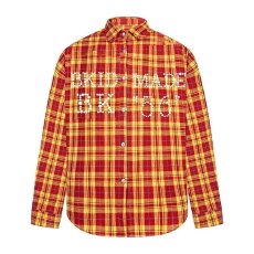 新款格子美式复古珍珠字母格纹衬衫长袖春夏休闲男女同款外套衬衣