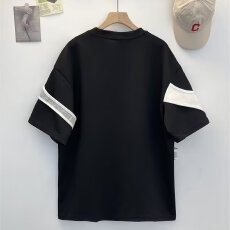 2026新款男时尚圆领短袖拼接T恤宽松型夏季百搭ins潮牌港风韩版