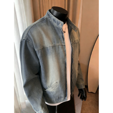 批发牛仔外套男春秋款水洗做旧痞帅高级感设计潮牌欧美街头飞行员夹克