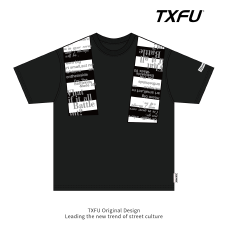 夏季美式条纹贴布拼接短袖T恤男女高街设计感小众痞帅情侣上衣潮