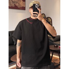 重工刺绣~美式潮牌纯棉短袖t恤男款夏季情侣装设计感小众女装上衣