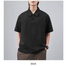 美式速干透气泡泡纱短袖polo衫男夏季款情侣潮牌正肩T恤重磅半袖