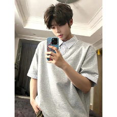 批发设计感重磅翻领polo衫男短袖夏季潮牌潮流休闲宽松半袖体恤上衣