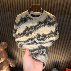 新款满天星字母短袖男士潮牌亮闪破洞上衣爆款轻奢半袖圆领潮流男