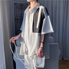 批发衬衫男<b class='q'>夏季</b>新款设计感小众短袖<b class='q'>外套</b>潮流休闲上衣夏天男装半袖衬衣