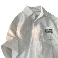 批发短袖衬衫男<b class='q'>日系</b><b class='q'>复古</b>华夫格潮牌ins夏季百搭宽松五分中袖衬衣外套