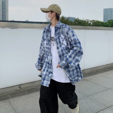 防晒春秋潮流潮青春流行慵懒衬衫长袖男简约百搭新款日常宽松型