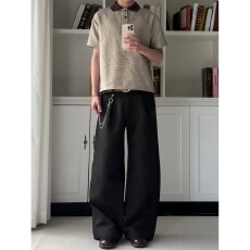 美式复古撞色Polo衫男士夏季休闲撞色千鸟格透气短袖T恤男上衣