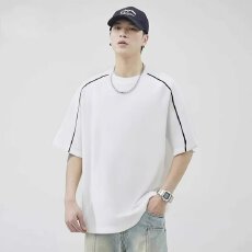 批发2026新款夏季空气层解构拼接圆领短袖<b class='q'>T</b><b class='q'>恤</b>男潮牌情侣宽松百搭体恤