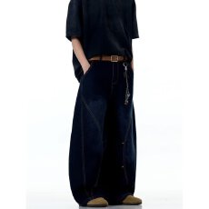 批发<b class='q'>男士</b>丹宁原色弯刀<b class='q'>牛仔裤</b>男春季新款宽松长裤阔腿裤裤子直筒弯刀裤